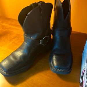 Justin Gypsy Harness Boots, leather with harness.  Metal hardware.